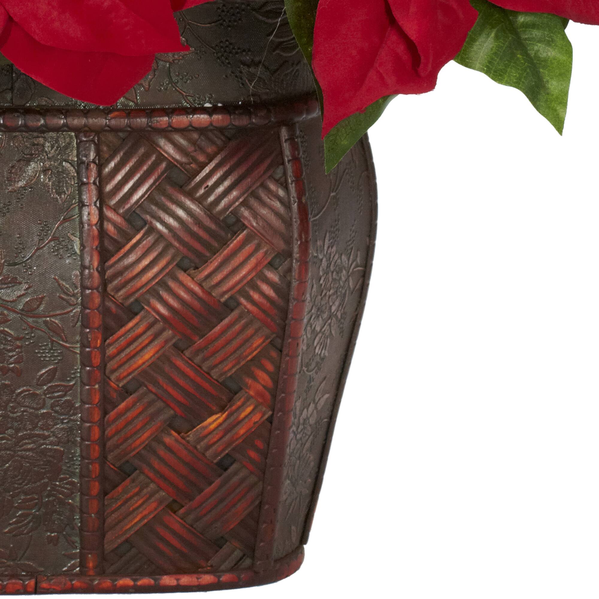 18" Potted Poinsettia with Decorative Vase